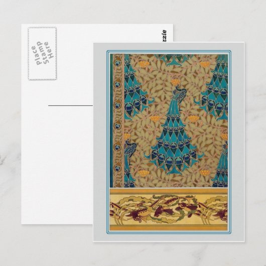 Art Nouveau Peacocks Briefkaart (Voorkant / Achterkant)