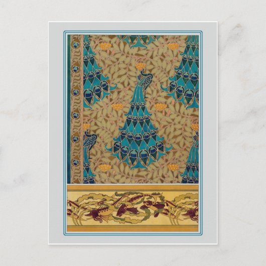 Art Nouveau Peacocks Briefkaart (Voorkant)