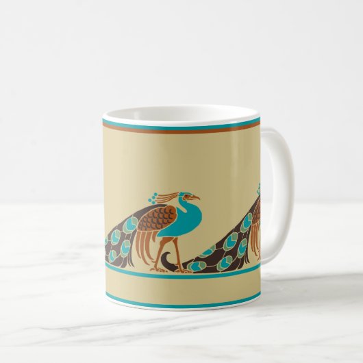 Art Nouveau Peacocks Coffee Mok (Voorkant rechts)