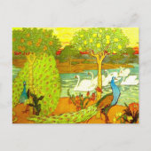 Art Nouveau Peacocks en Swans Briefkaart (Voorkant)