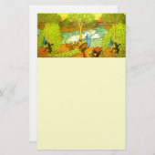 Art Nouveau Peacocks en Swans Briefpapier (Voorkant / Achterkant)