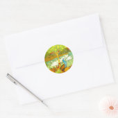 Art Nouveau Peacocks en Swans Ronde Sticker (Envelop)