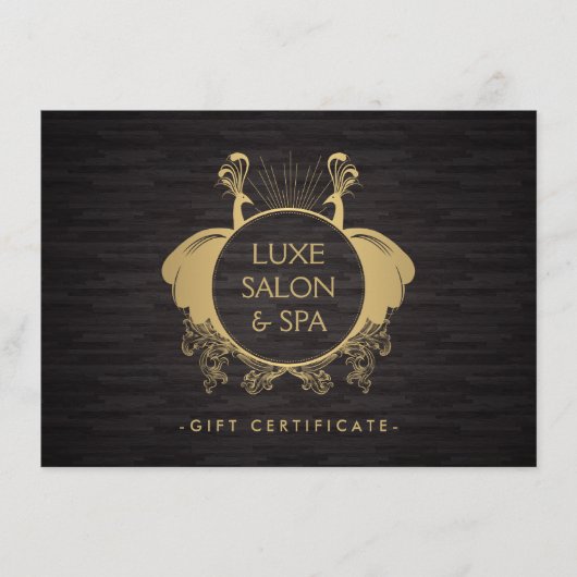 Art Nouveau Peacocks Gold/Woodgrain Gift Kaart (Voorkant)