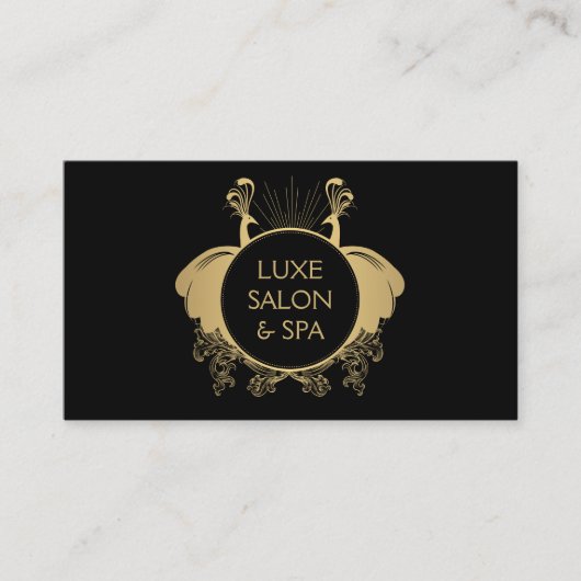 Art Nouveau Peacocks Logo Goud/Zwart Visitekaartje (Voorkant)