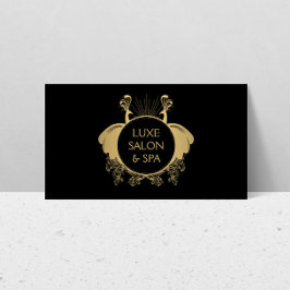 Art Nouveau Peacocks Logo Goud/Zwart Visitekaartje