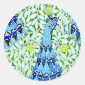 Art Nouveau Peacocks Ronde Sticker (Voorkant)
