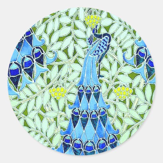 Art Nouveau Peacocks Ronde Sticker (Voorkant)