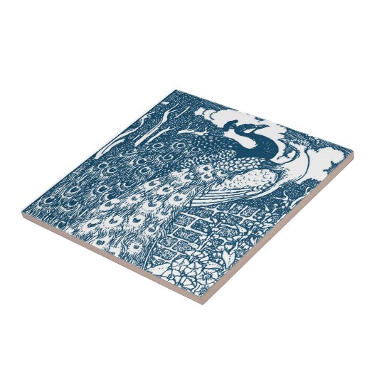 Art Nouveau Peacocks Tegeltje (Zijkant)