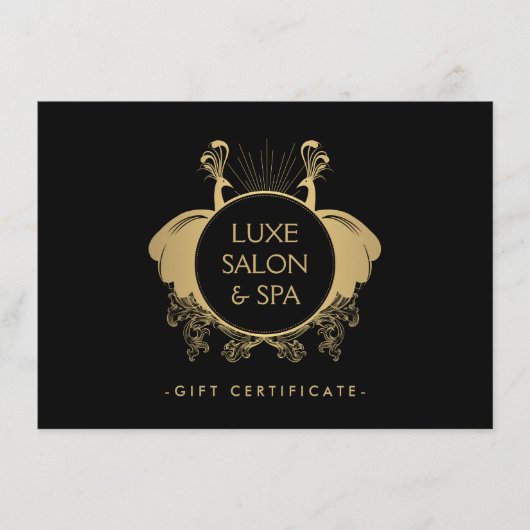 Art Nouveau Peacococks Gold/Black Cadeaucertificaa (Voorkant)
