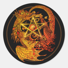Art Nouveau pentacle dragon Classic Round Sticker