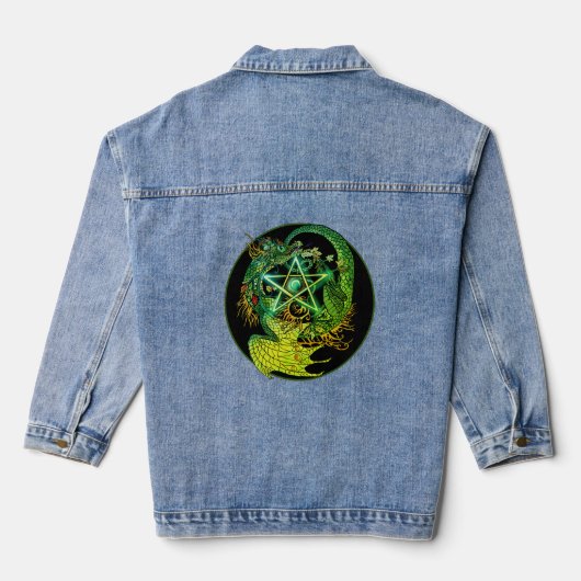 Art Nouveau pentacle dragon Denim Jacket (Achterkant)