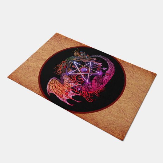 Art Nouveau Pentacle Dragon Deurmat (Schuin)
