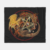 Art Nouveau Pentacle Dragon Fleece Blanket Deken (Voorkant (Horizontaal))
