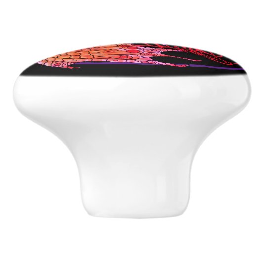 Art Nouveau pentacle dragon Keramische Knop (Zijkant)