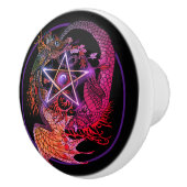 Art Nouveau pentacle dragon Keramische Knop (Rechts)