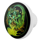 Art Nouveau pentacle dragon Keramische Knop (Rechts)