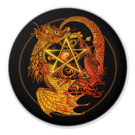 Art Nouveau pentacle dragon Keramische Knop