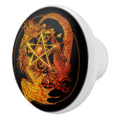 Art Nouveau pentacle dragon Keramische Knop (Rechts)