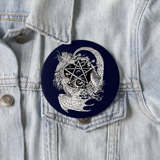 Art Nouveau Pentacle Dragon~Knop Ronde Button 4,0 Cm (In situ)