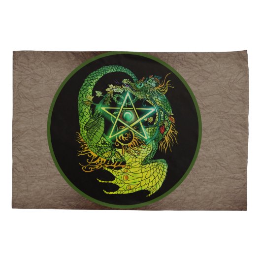 Art Nouveau Pentacle Dragon Kussensloop (Achterkant)
