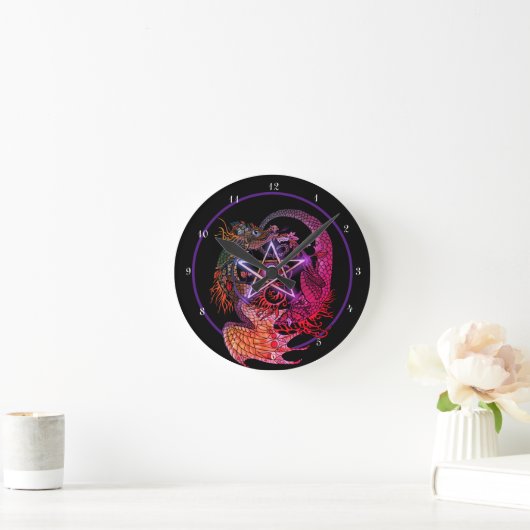 Art Nouveau Pentacle Dragon Ronde Klok (Huis)