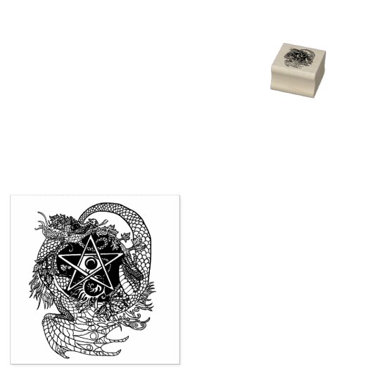 Art Nouveau Pentacle Dragon Rubber Stamp Rubberstempel (Gestempeld)