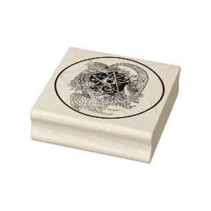 Art Nouveau Pentacle Dragon Rubberstempel