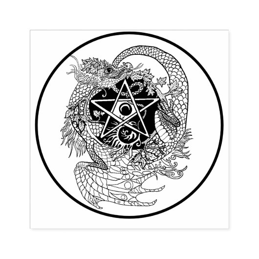 Art Nouveau Pentacle Dragon Rubberstempel (Afrduk)