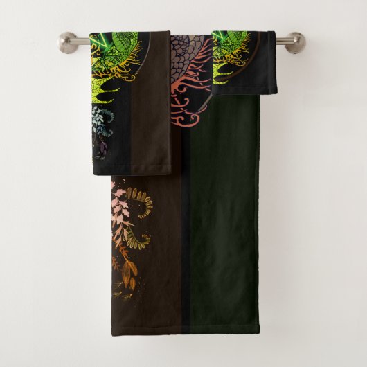 Art Nouveau Pentacle Dragon Shower Curtain Bad Handdoek (Insitu)