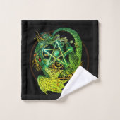Art Nouveau Pentacle Dragon Shower Curtain Bad Handdoek (Wasdoekje)