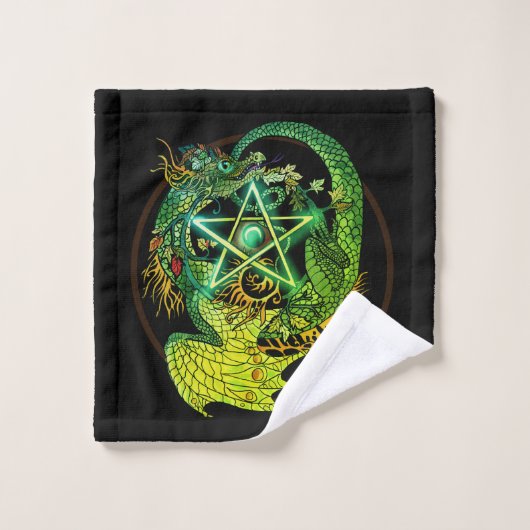 Art Nouveau Pentacle Dragon Shower Curtain Bad Handdoek (Wasdoekje)
