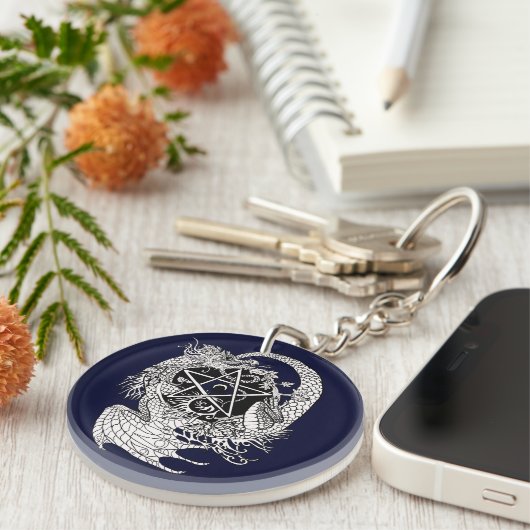 Art Nouveau Pentacle Dragon~sleutelhanger Sleutelhanger (Voorkant Rechts)