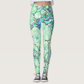 Art Nouveau Peony drijft over de Leggings van de D (Voorkant)