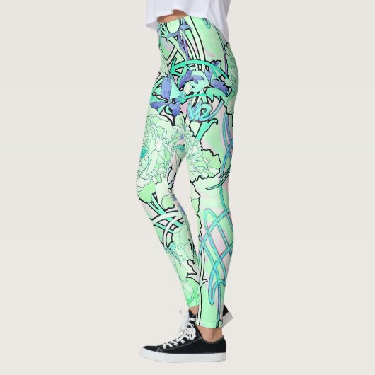 Art Nouveau Peony drijft over de Leggings van de D (Links)