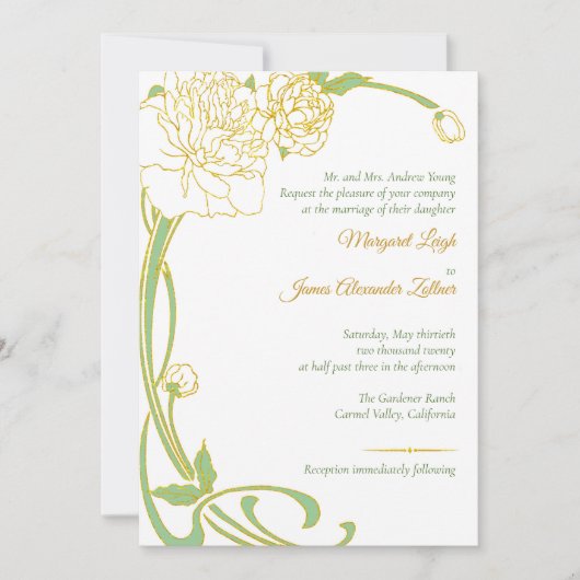 Art Nouveau Peony Kaart (Voorkant)