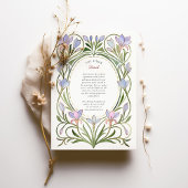 Art Nouveau Periwinkle Blauw Bloemen Huwelijk Kaart