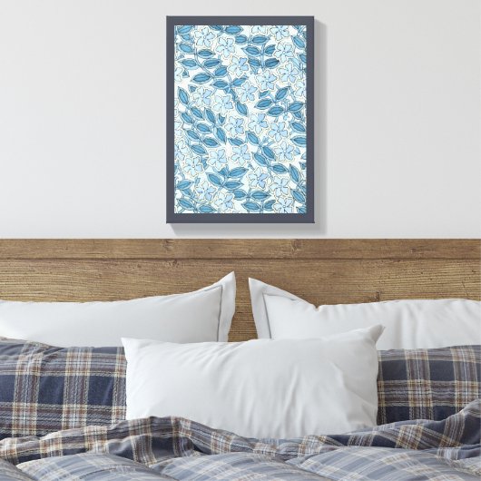  Art Nouveau Periwinkle Flowers in een tuin Canvas Afdruk (Insitu (Slaapkamer))