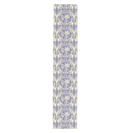 Art Nouveau Periwinkle & Ivory Tulip Table Runner Medium Tafelloper (Voorkant)