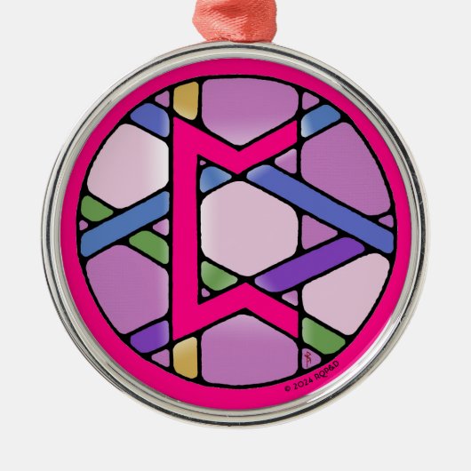 Art Nouveau Perthro Rune van Karma Metalen Ornament (Voorkant)