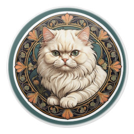 Art Nouveau Perzische Kat Keramische Knop