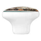 Art Nouveau Perzische Kat Keramische Knop (Zijkant)