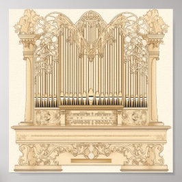 Art Nouveau-pijporgelillustratie met Elegante B Poster