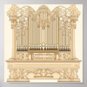 Art Nouveau-pijporgelillustratie met Elegante B Poster