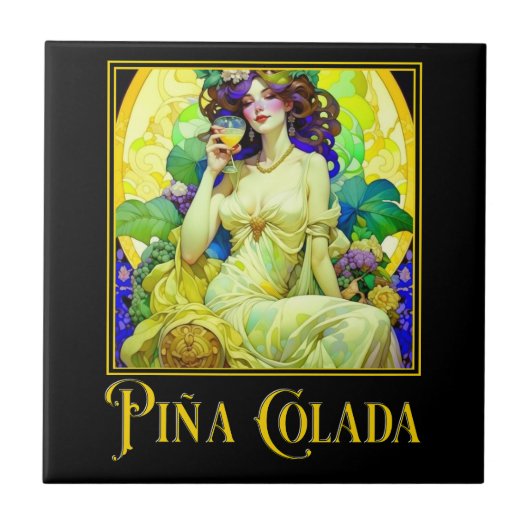 Art Nouveau Pina Colada Tegeltje (Voorkant)