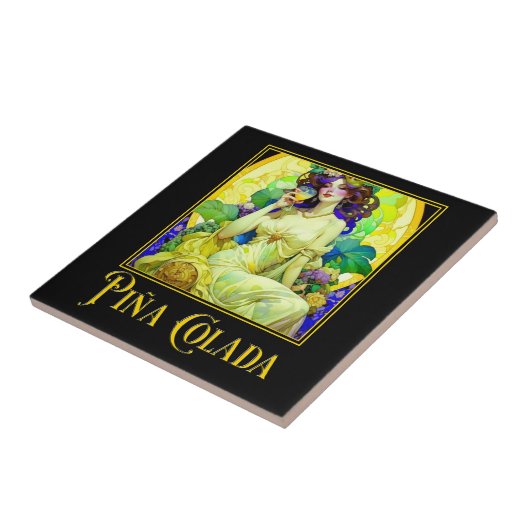 Art Nouveau Pina Colada Tegeltje (Zijkant)
