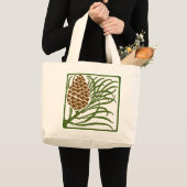 Art Nouveau Pine Cone Grote Tote Bag (Voorkant (product))
