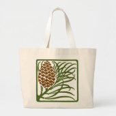 Art Nouveau Pine Cone Grote Tote Bag (Voorkant)