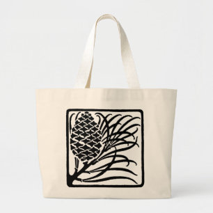 Art Nouveau Pine Cone Grote Tote Bag