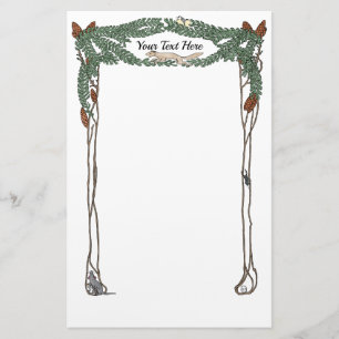 Art Nouveau Pine Cones Natuur Geëxisteerde Statio Briefpapier