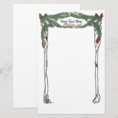 Art Nouveau Pine Cones Natuur Geëxisteerde Station Briefpapier (Voorkant / Achterkant)